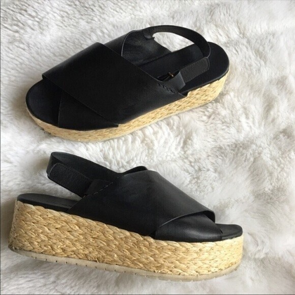 Vince Jesson Leather Espadrille Platform Sandals - Picture 1 of 12